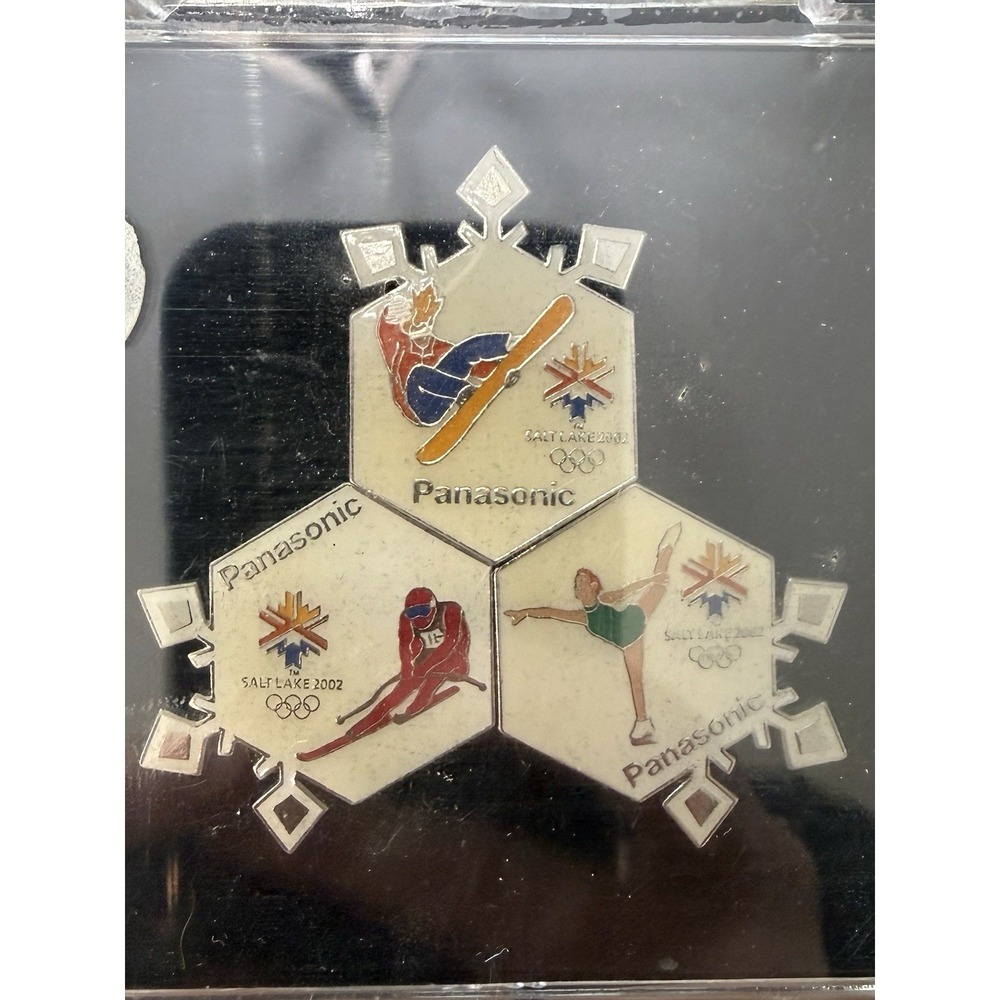 NOS Vintage 2002 SLC‎ Winter Olympics Panasonic Three Sport Pin Sealed